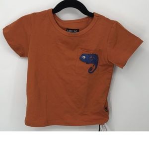 NWT CARLIJNQ baby boy orange t-shirt single pocket lizard print sz 12-18M